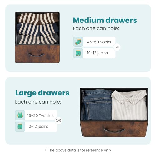 OLIXIS 7 Drawer Dresser for Bedroom, Wide Fabric Storage Tower with Wooden Top and Metal Frame, Closet Chest Organizer Furniture, TV Stand for Living Room Hallway, Rust Brown - color: Rust Brown, size: 11.8"D x 39.4"W x 30"H (7 Drawers)