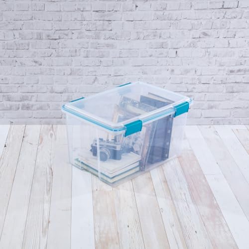 Sterilite 8-Pack Gasket Box, Weather-Resistant Storage Bins with Latching Lids, 54 Quart - Heavy-Duty Organizing Containers for Closet, Bathroom, and Office - size: 54 Quart, style: 8 Pack