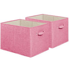 Simple Houseware 15 x 13 Inch Collapsible Fabric Storage Bin with Handles, 2 Pack, Pink - color: Pink