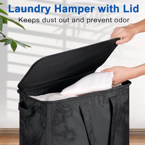 Vincona Slim Laundry Hamper with Lid and Wheels, Small Rolling Laundry Basket with Handle for Small Spaces, Tall Dirty Clothes Hampers for Dorm, Bathroom and Bedroom, 75L Black - color: Black, size: 75L