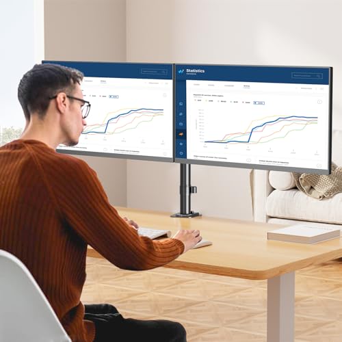 MOUNT PRO Dual Monitor Mount Fits 13-32 Inch/17.6lbs LCD Screen, Computer Monitor Desk Mount, Articulating Monitor Arm, Height Adjustable Display Stand for 2 Monitors, VESA Mount 75x75/100x100mm - color: Black C-clamp, size: Dual