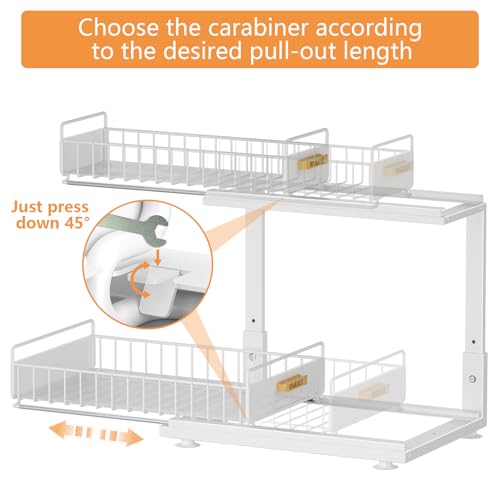 Under Sink Organizer, High Adjustable 2 Tier Under Kitchen Sink Organizer, Multi-Purpose Storage Shelf for Kitchen Bathroom Cabinet, White - color: White, size: 1 Pack Double Layer