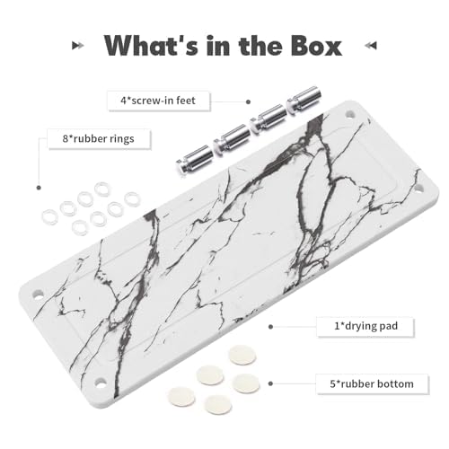 Kitchen Sink Caddy Water Absorbing Stone Tray For Sink, Diatomite Bathroom Countertop Tray Organizer, Faucet Stone Drying Mat Coaster Soap Dish Sponge Dispenser Holder (Marble) - color: Marble
