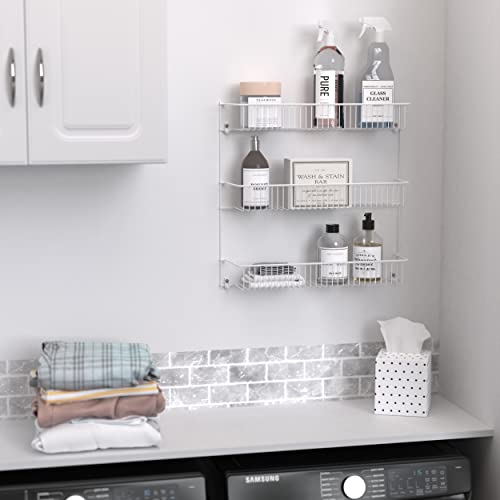 ClosetMaid 3-Tier Hanging Wall Mounted Metal Rack for Spices, Shelf Storage, Pantry Organization, Laundry, Kitchen, Bathroom, White, 8022 (Pack of 2) - size: 18-Inch Wide (Pack of 2), style: 3-Tier