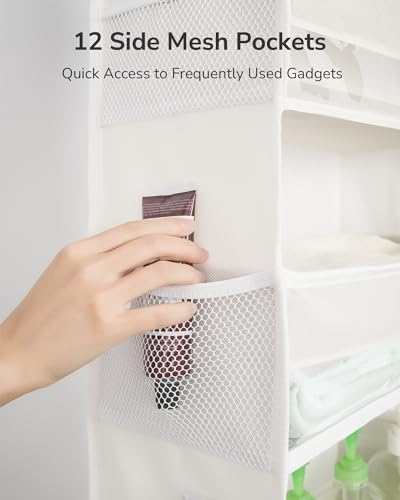 ULG Over The Door Organizer with 6 Large Pockets 12 Side Pockets, 50lbs Weight Capacity Door Hanging Organizer for Bedroom, Bathroom, Pantry, Nursery Storage, Beige - color: Ivory, size: 1 Pack