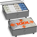XXXL 100L Under Bed Storage with Wheels, Rolling Storage Containers with Support & Clear Lid, Heavy-Duty Metal Frame, Easy Pull-out, Underbed Storage Bins for Clothes, Shoes, Blankets, and Toys 2 pack - size: 100L-2pack