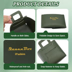 Foldable Storage Basket Bin PU Leather Desktop Organizer Box Green Small Catchall Basket Rectangle Tray Double Handles for Entryway Bedside Dresser End Table Cosmetic Jewelry Key Wallet - color: Green