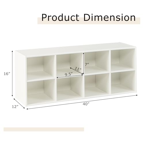 Tangkula 8 Cubbies Shoe Storage Bench, Shoe Organizer with 500 LBS Weight Capacity, Cubby Shoe Rack Storage Cabinet for Entryway, Hallway, Living Room and Bedroom (White) - color: White