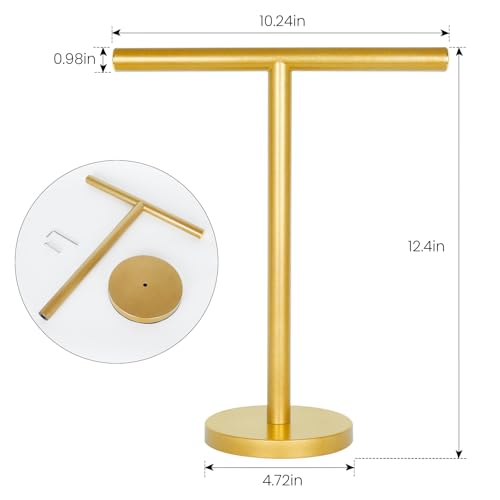 T-Shape Bath Hand Towel Holder Stand, Stainless Steel Free Standing Hand Towel Rack, for Bathroom Kitchen & Countertop, Golden - color: Golden-1 Pack