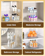 INCOSTAR 2 Pack Lazy Susan Organizer 9.25''and 11.81'' Two-Tier Lazy Susan Turntable for Cabinet, Spice Rack, and Pantry Storage - Spinning Makeup Organizer for Bathroom, Clear - size: 2-Tier & 2 Pack