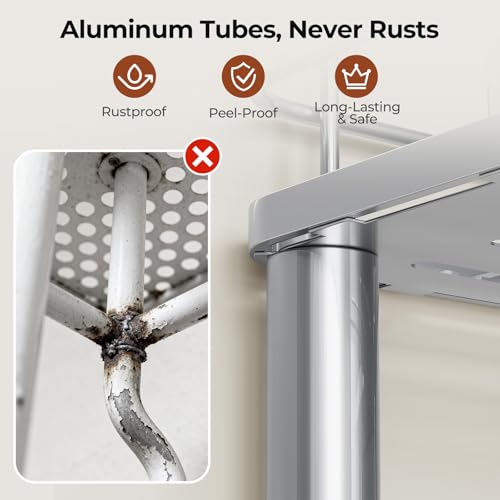 Orimade Rustproof 3 Tier Floor Standing Corner Shower Caddy Organizer with Toothbrush Holder, Large Spacing Floor Shower Shelf Rack Storage Stands with Hooks for Bathroom Kitchen, Silver - color: Sliver, size: 3 Tier