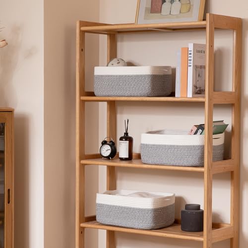 OIASKET Storage Baskets for Organizing 3 Pack, Woven Baskets for Shelves, Closet Organizer Bins Empty Gift Basket Toy Storage for Toys, Books, Towels, Clothes, 15"x11.42"x6.7", Grey - color: Grey