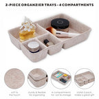 Welaxy Drawer Organizer tray 4 Compartments Nordic Cereal Natural Felt Divider for closet kitchen home office aesthetic wabi-sabi Scandinavian-chic hygge sleek lifestyle (Oatmeal) - color: Oatmeal