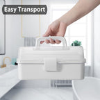 11(in) Versatile Three-Layer Folding Organizer Box,Ideal for Art & Crafts,Toys,Sewing Supplies,Jewelry and Tools,Storage with Dual Trays,Elegant White - color: White