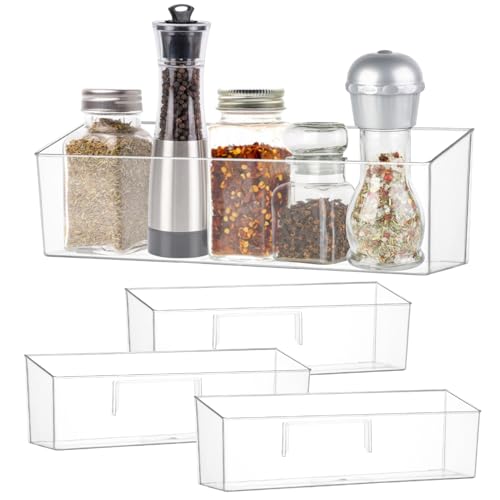 2 Pack Spice Rack, Spice Organization for Cabinet, Storage Organizer Bins, Clear Plastic Seasoning Jars Rack Condiment Bottles Shelf Makeup Organizer for Kitchen Cabinet Doors Pantry RV Organization - color: 4 Pack