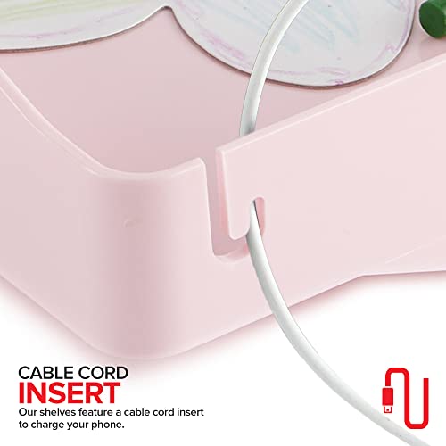 Modern Innovations Bedside Shelf for Bed, College Dorm Room, Bunk Bed Shelf for Top Bunk, Clip On Nightstand, Baby Changing Table Tray, Cup Holder for Kids, Bunkbed Caddy for Table Storage (Pink) - color: Pink, size: Large