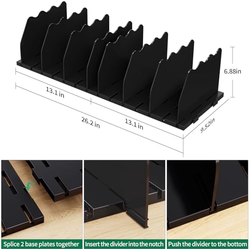 SPACEKEEPER Shelf Divider for Closet, Adjustable Purse Organizers Handbag Separators Storage Organizer Bookshelf Separator Dividers in Bedroom Office Kitchen Bathroom, Black - color: Black