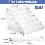 2-Pack 6-Tier Acrylic Display Shelf, Clear Nail Polish Paint Organizer - Wide Slot Multi-Layer Riser for Perfume, Makeup, Figures, Spices, Cards & Stickers
