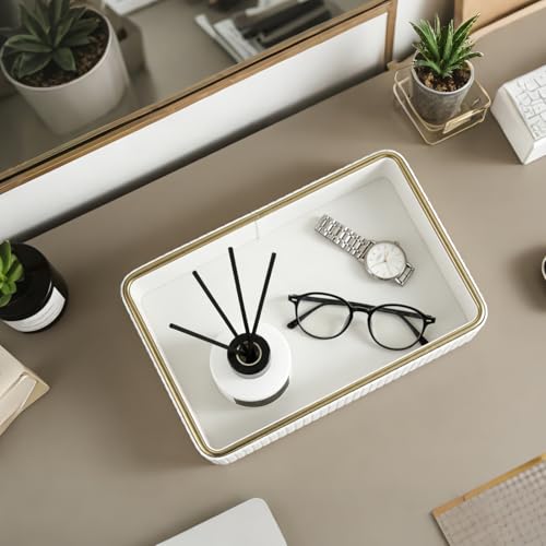 PU Leather Valet Tray,Desk Organizer Tray Nightstand Organizer Trinket Dish Storage Key Bowl Decorative Trays for Phone Wallet Jewelry Watch,Bathroom Bedroom Perfume Vanity Trays,Cream White - color: Cream