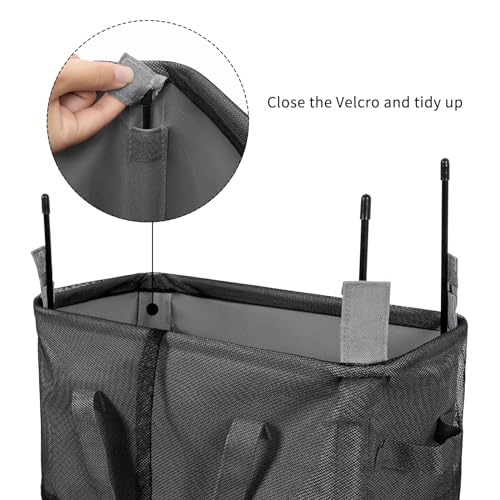 ZERO JET LAG Slim Laundry Hamper With Handles Collapsible Laundry Basket Thin Dirty Clothes Basket Narrow Laundry Bag Foldable Dirty Cloth Hamper 45L (24 inches,Grey) - color: Gray (With Handles)