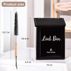 SUBEKYU Metal Magnetic Lint Bin for Laundry Room, Wall Mounted Lint Box Holder Trash Can with Lid for Dryer, Black - color: Black