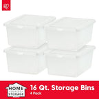 IRIS USA 4-Pack Storage Bins with Lids, 17 Quart, Shoe Boxes Clear Stackable Containers Organize Shoes Closet Shelves, Classroom Organization Teacher Tools, Game Storage - BPA-Free Plastic - size: 17 Qt, style: 4 Pack