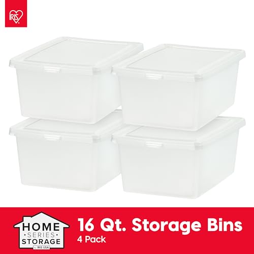 IRIS USA 4-Pack Storage Bins with Lids, 17 Quart, Shoe Boxes Clear Stackable Containers Organize Shoes Closet Shelves, Classroom Organization Teacher Tools, Game Storage - BPA-Free Plastic - size: 17 Qt, style: 4 Pack