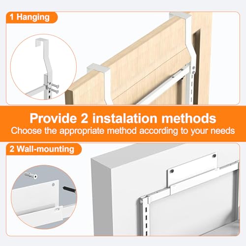 6 Tier Over The Door Pantry Orangizer 2 IN 1 Wall Mounted or Hanging Spice Rack with Adjustable Wood Basket,Heavy Duty Seasoning Storage Shelf for Kitchen Pantry and Bathroom - color: White-Wood, size: 6 Tiers