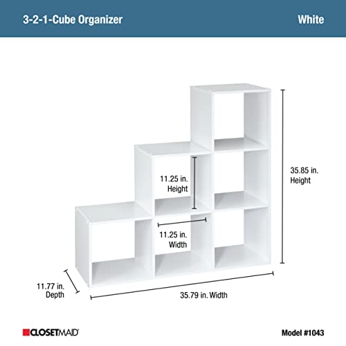 ClosetMaid Cubeicals 3-2-1 Cube Storage Shelf Organizer Bookshelf, 3 Tier, Steps, Corner Unit, Easy Assembly, Wood, White Finish - color: White, size: 3-2-1-Cube
