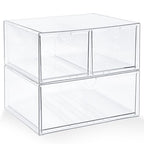 Prsildan Acrylic Drawer Makeup Organizer with 3 Drawers, Clear Stackable Storage for Baby Bottles, Craft, Jewelry & Hair Accessories, Multi-Use for Vanity, Countertop, Office Desk Organization - style: 3 Drawers