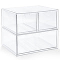 Prsildan Acrylic Drawer Makeup Organizer with 3 Drawers, Clear Stackable Storage for Baby Bottles, Craft, Jewelry & Hair Accessories, Multi-Use for Vanity, Countertop, Office Desk Organization - style: 3 Drawers