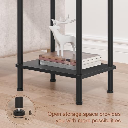 YUFAM End Table with Charging Station,Small Side Table,2-Tier Nightstand with Storage Shelf,Sofa Bedside Table for Small Spaces in Living Room,Bedroom,Office,Easy Assembly,Black - color: Black, style: 1pc With Plug
