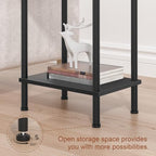 YUFAM End Table with Charging Station,Small Side Table,2-Tier Nightstand with Storage Shelf,Sofa Bedside Table for Small Spaces in Living Room,Bedroom,Office,Easy Assembly,Black - color: Black, style: 1pc With Plug