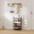 5-Tier Shoe Rack, with Heavy-Duty Metal Grid, Rustic Wooden Top, & Metal Guardrails - Transform Your Space with Style and Functionality Living Room, Kitchen, Bedroom, Garage, & Bathroom - size: 17.32" X 10.24" X 29.13"