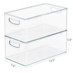 Heyuzb 2 Pack Clear Freezer Organizer Bins Stackable Storage Bins with Side Handles for Kitchen Pantry Cabinet Organzation and Storage - size: 2 PACK