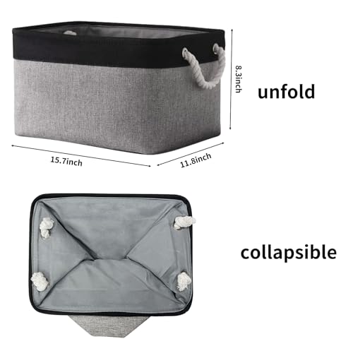 TheWarmHome Storage Basket for Organizing- 16x12x8 inch 1 Pack Fabric Storage Cubes, Bins for Organization for Shelves Organizer Gift Laundry Cloth Toy (Grey & Black) - color: Black&Grey, size: Large - 15.7Lx11.8Wx8.3H