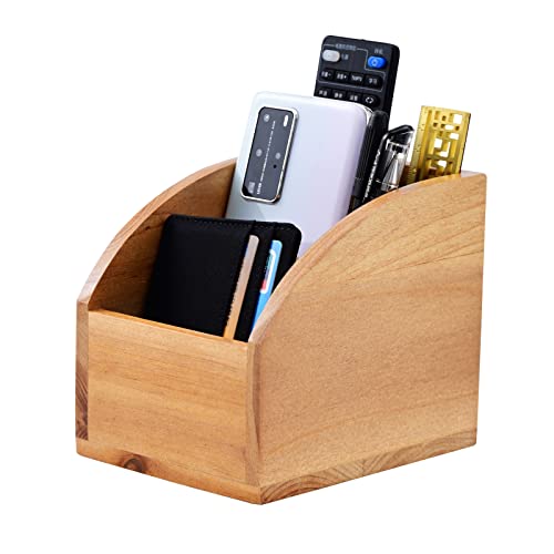 Vintage Wooden Mail Sorter Rustic Wood Desk Organizer With 3 Compartment Wood Caddy Media Basket for Desktop, Tabletop or Counter Good for TV Remote Holders Mailbox Home Decor Office Supplies Storage - color: WOODEN-S