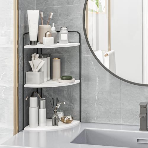 Forest Angle Bathroom Counter Organizer,Countertop Organizer,Vanity Organizers,Bathroom Storage,Bathroom Sink Caddy,Counter Shelf,Corner Counter,Corner Shelves(Black-White Marble) - color: Black-white Marble 3 Tier
