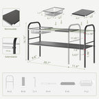 NETEL Under Sink Organizers and Storage, 2 Tier Expandable Under Cabinet Organizer Shelf with 2 Baskets and 6 Panels, Expandable Shelf for Cupboard, Kitchen, Bathroom, Shoe Storage Rack - size: 6 Panels and 2 Baskets