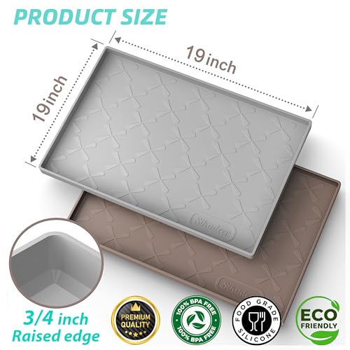 SIKADEER 19" x 19" Under Sink Mat Waterproof, Silicone Mat Kitchen Drawer Shelf and Cabinet Liner, Sink Protector for Kitchen Organizers and Storage, Boot Tray Pet Food Mats - color: Gray, size: 19"W x 19"L