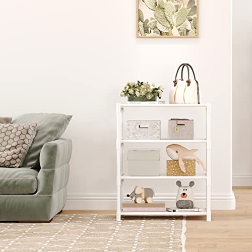 4-Tier Small Shoe Rack .Stackable Shoe Shelf Storage Organizer for Entryway Hallway Closet Bathroom Living Room (1-White) - color: White-1