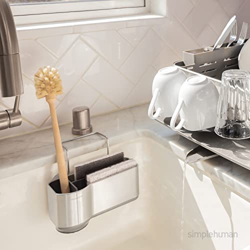 simplehuman Sink Caddy Sponge Holder, Brushed Stainless Steel - size: 7-1/8" x 4" x 4-3/4" h, style: Full-Size