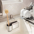 simplehuman Sink Caddy Sponge Holder, Brushed Stainless Steel - size: 7-1/8" x 4" x 4-3/4" h, style: Full-Size