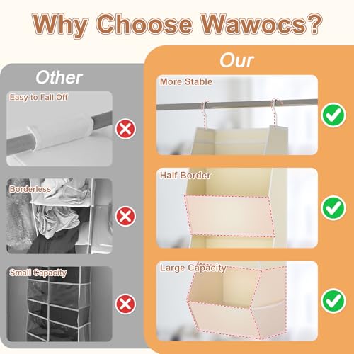 Hanging Closet Organizer 3 Shelf Collapsible Fabric Closet Organizers and Storage Hanging with Mesh Pocket for Clothes, Hanging Wardrobe Organizers and Storage for Sweater T-Shirt Shoes Toys, Beige - color: Beige-1 Pack, size: 3-shelf