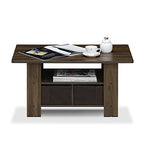 Furinno Andrey Coffee Table with Bin Drawer, Columbia Walnut/Dark Brown - color: Columbia Walnut/Dark Brown, style: 2 Bin