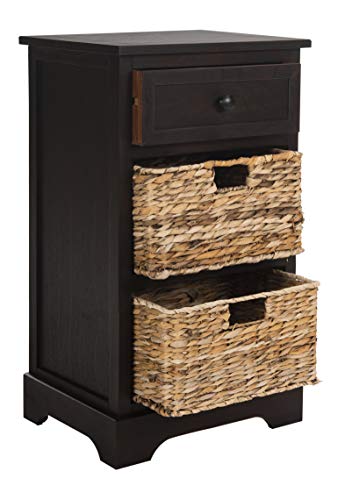 SAFAVIEH Home Collection Carrie Brown/ Natural Wicker 3-Drawer Storage Nightstand Side Table (Fully Assembled) - color: Brown