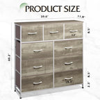 WLIVE 9-Drawer Dresser, Fabric Storage Tower for Bedroom, Hallway, Nursery, Closet, Tall Chest Organizer Unit with Fabric Bins, Steel Frame, Wood Top, Easy Pull Handle, Greige - color: Greige