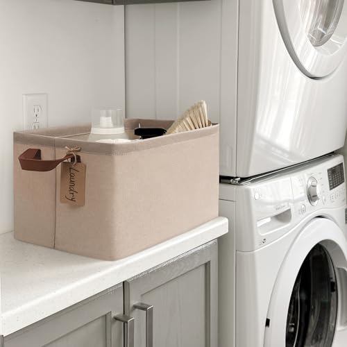CHICVITA Storage Baskets for Shelves, Large Fabric Organizer Bins with Handles, Closet Organizers and Storage for Living Room, 16 ¾" L x 11" W x 9 ¾" H, Brown, 4-Pack - color: Brown 4-Pack, size: 16 ¾" L x 11" W x 9 ¾" H