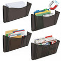 Azar Displays 250045-SMK Plastic Wall Mount File Holder with Magnets Smoke Colored, 4-Pack - color: BLACK SMK, style: Magnetic