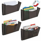 Azar Displays 250045-SMK Plastic Wall Mount File Holder with Magnets Smoke Colored, 4-Pack - color: BLACK SMK, style: Magnetic